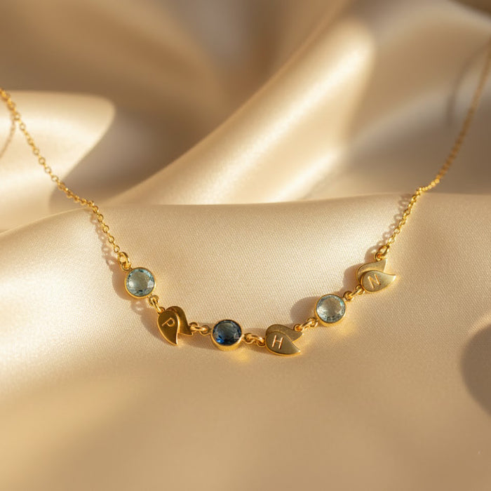 Custom initial necklace with birthstone charm everyday jewelry for mom gift