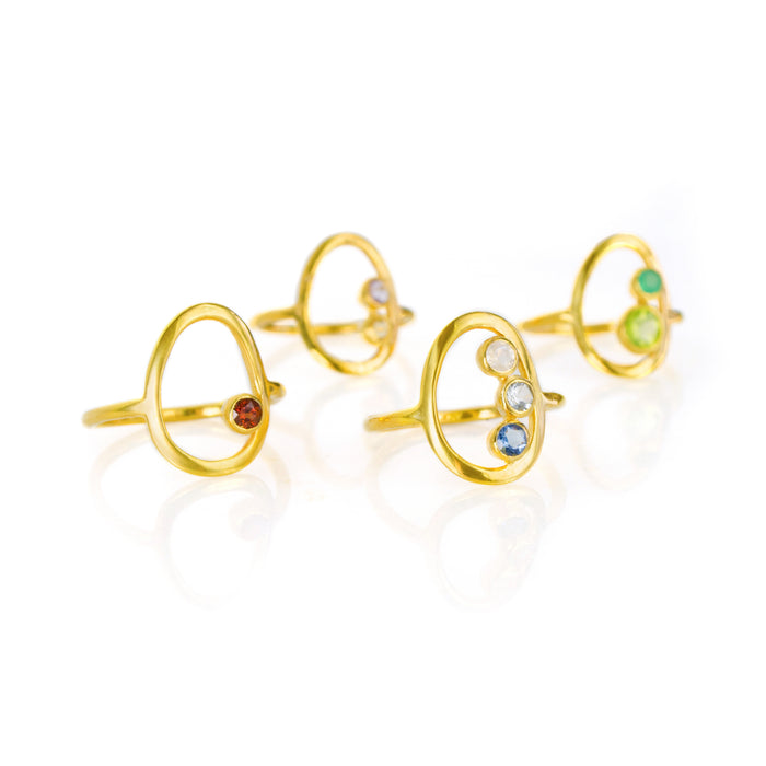 Open Oval Ring Collection One Stone Two Stones Three Stones Mom and Kid Stones Yellow Gold Rings