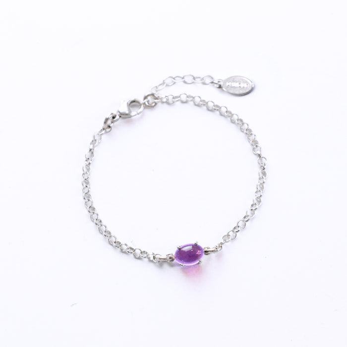 Custom Cabochon Birthstone Prong-Set Charm Bracelet