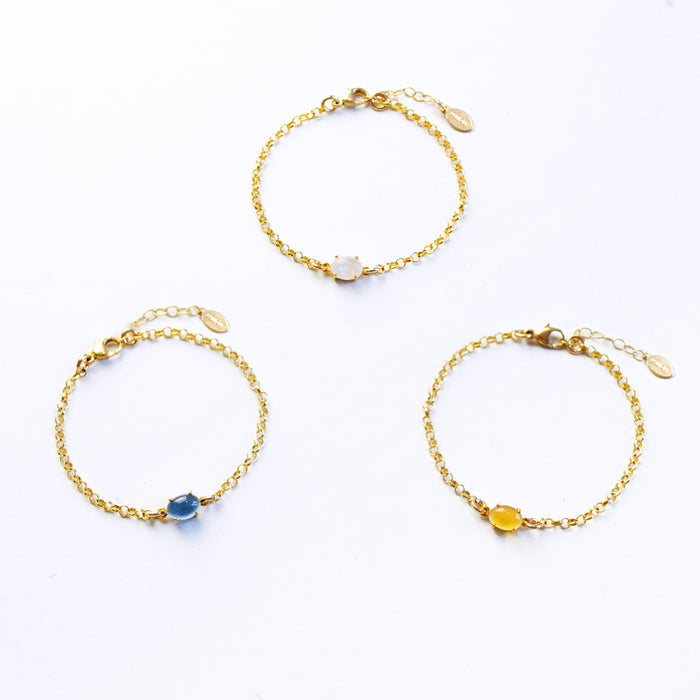 Custom Cabochon Birthstone Prong-Set Charm Bracelet