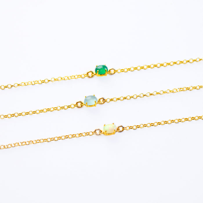 Custom Cabochon Birthstone Prong-Set Charm Bracelet