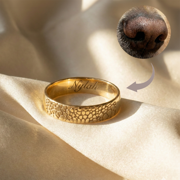 Custom Dog Nose Print Ring, 6mm Pet Memorial Band