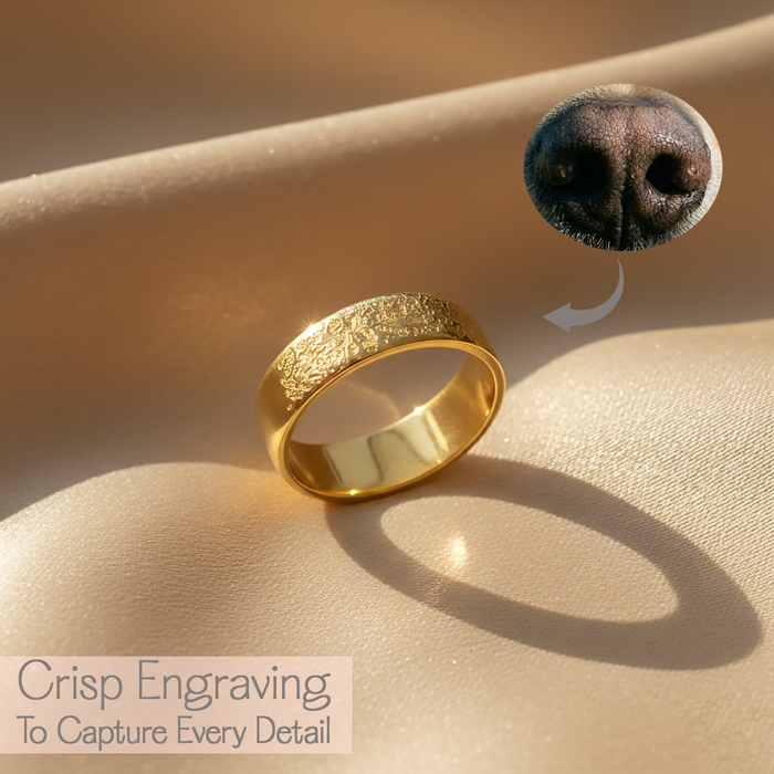 Custom Dog Nose Print Ring, 6mm Pet Memorial Band