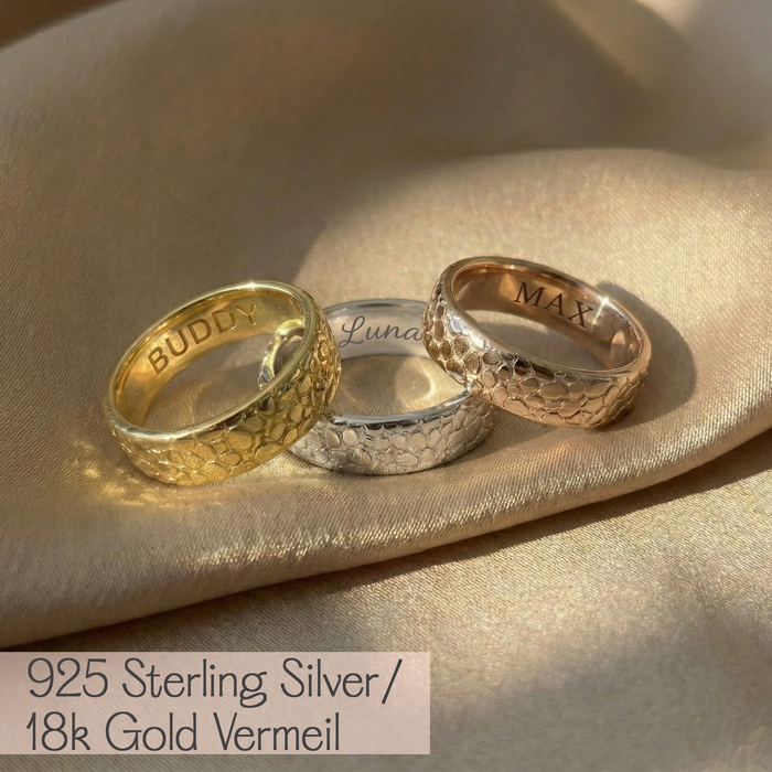 Custom Dog Nose Print Ring, 6mm Pet Memorial Band