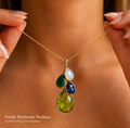 Custom family birthstone necklace for mom with natural teardrop gemstones in gold, personalized with children’s or grandchildren’s birthstones.