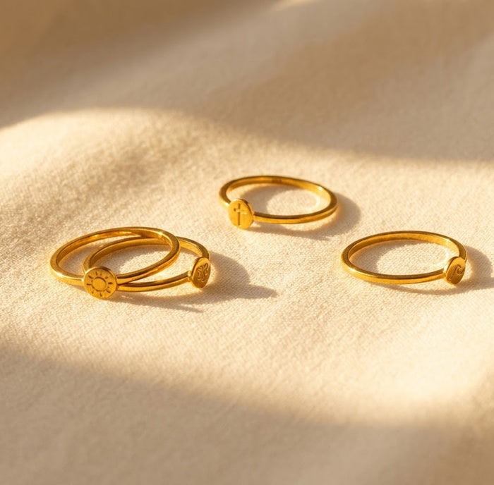 Custom symbol engraved ring gold filled stacking ring unique gift