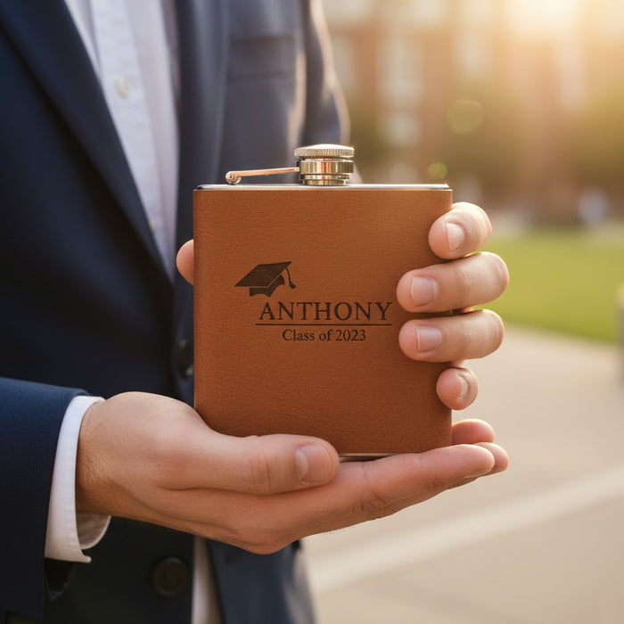 Custom Leather Flask, Personalized Engraved Gift Groomsmen