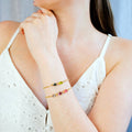 Custom Mom Bracelet - Cabochon Prong Set Birthstone Charm