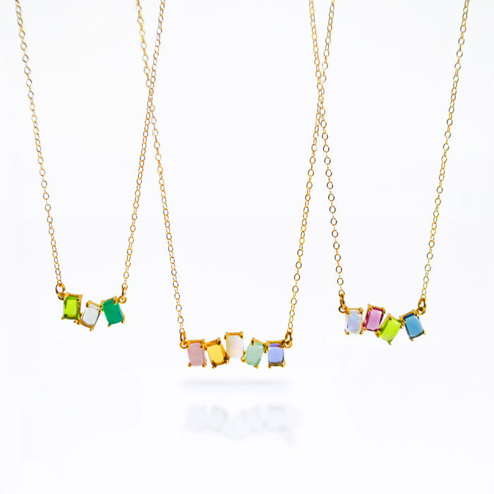 Custom Mom Multi-Stone Rectangular Cabochon Necklace