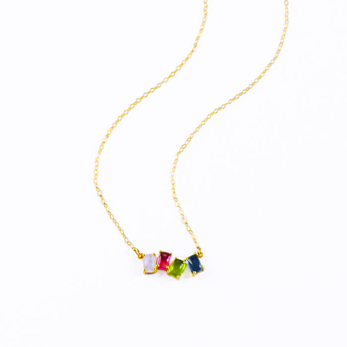 Custom Mom Multi-Stone Rectangular Cabochon Necklace