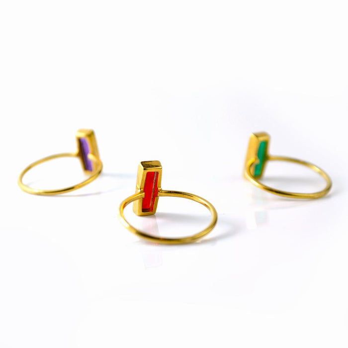 Custom Mother's Birthstone Adira Bar Ring Set, Mixed Sizes Vertical Gemstone Bar Stacking Rings, Silver, Gold Vermeil Ring Set, Christmas Gift for Mom
