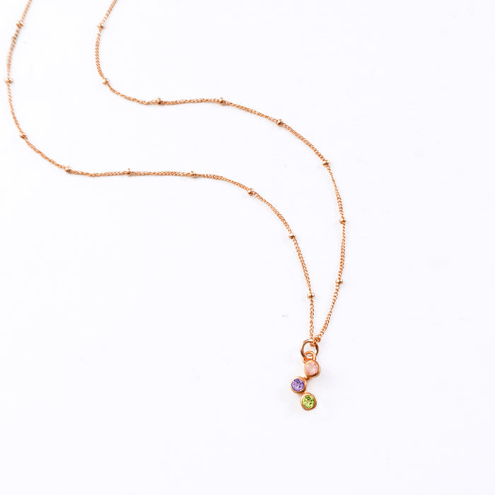 Custom Vertical ZigZag Birthstone Mom Necklace