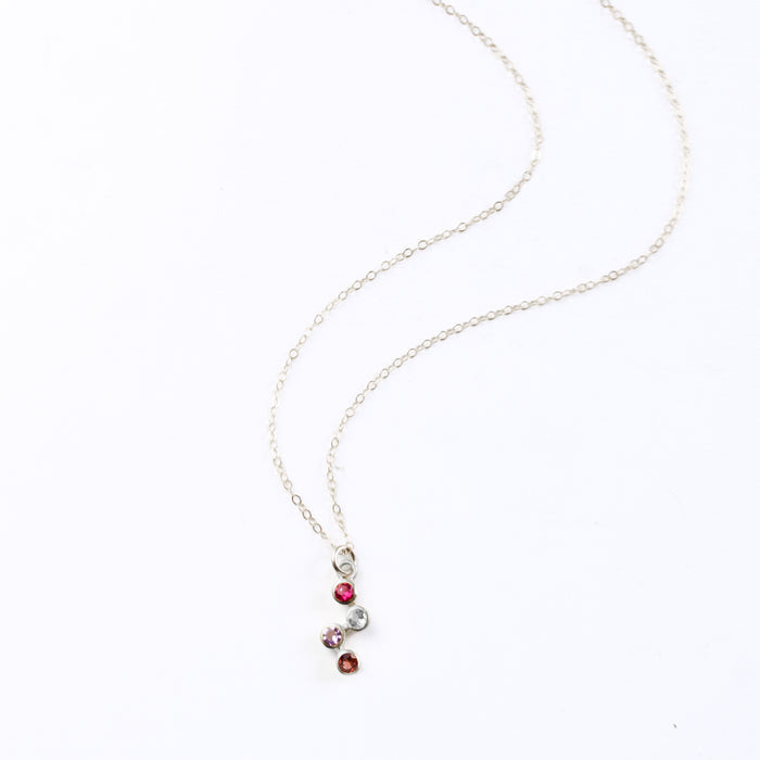 Custom Vertical ZigZag Birthstone Mom Necklace