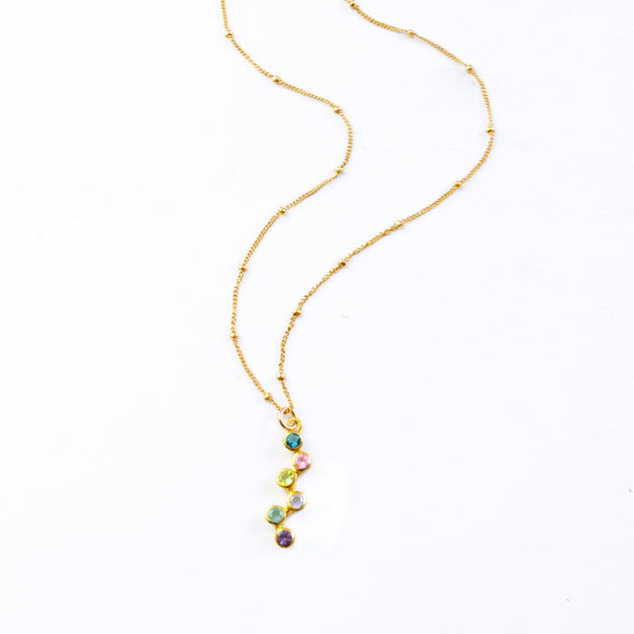 Custom Vertical ZigZag Birthstone Mom Necklace