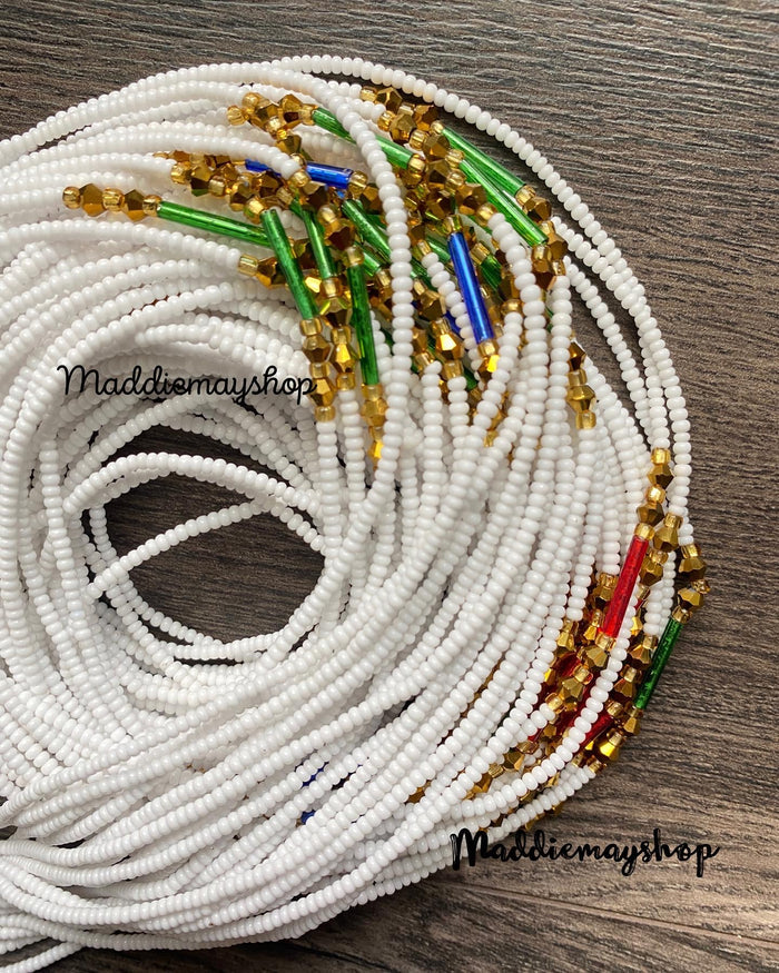 Czezh Beads- Waist Beads – 45"–50" |African Waist Bead| Frosted | Choose Your Favorite Color | Price Per Waist Bead | Handmade Tie-On Beads for Women or Girls