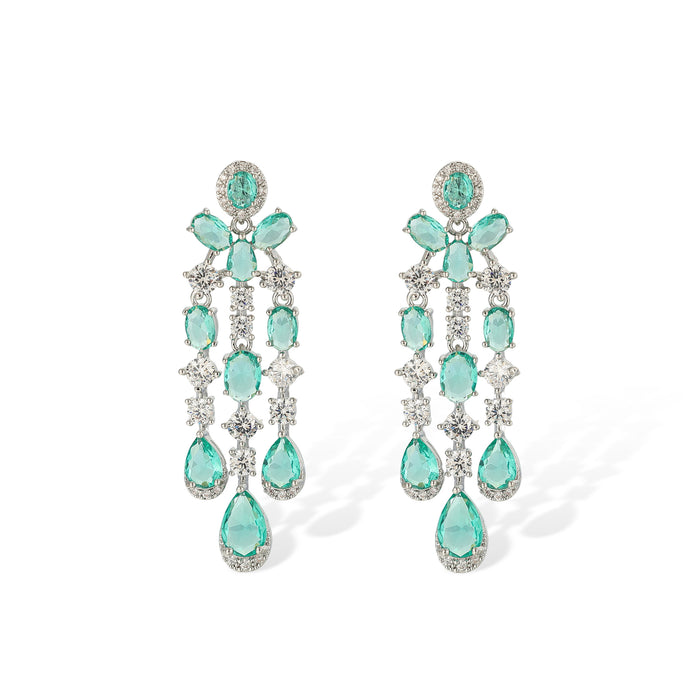 Daggard Green Teardrop Oval Drop Earrings & Necklace Set