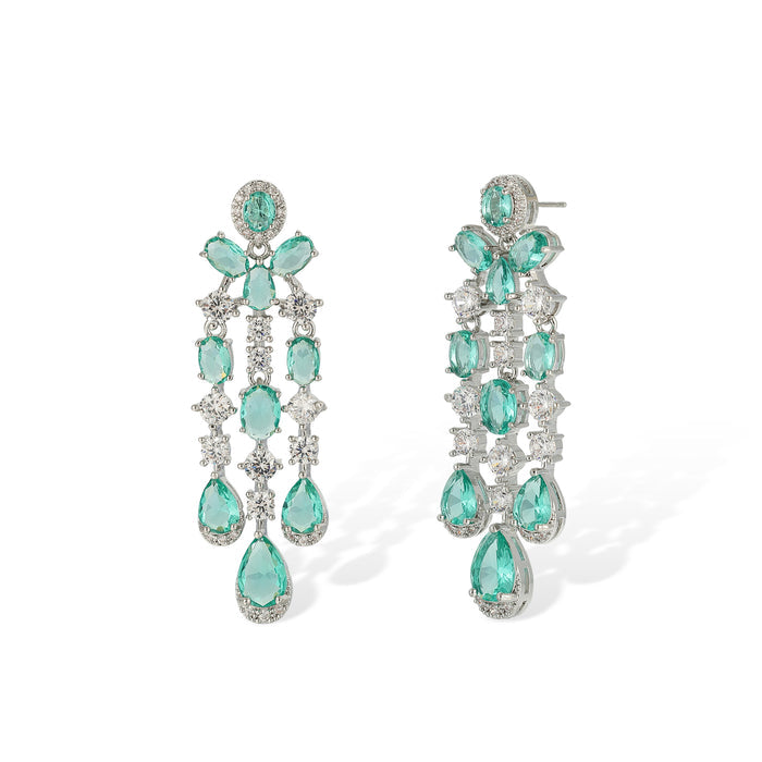 Daggard Green Teardrop Oval Drop Earrings & Necklace Set