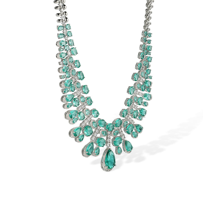 Daggard Green Teardrop Oval Drop Earrings & Necklace Set