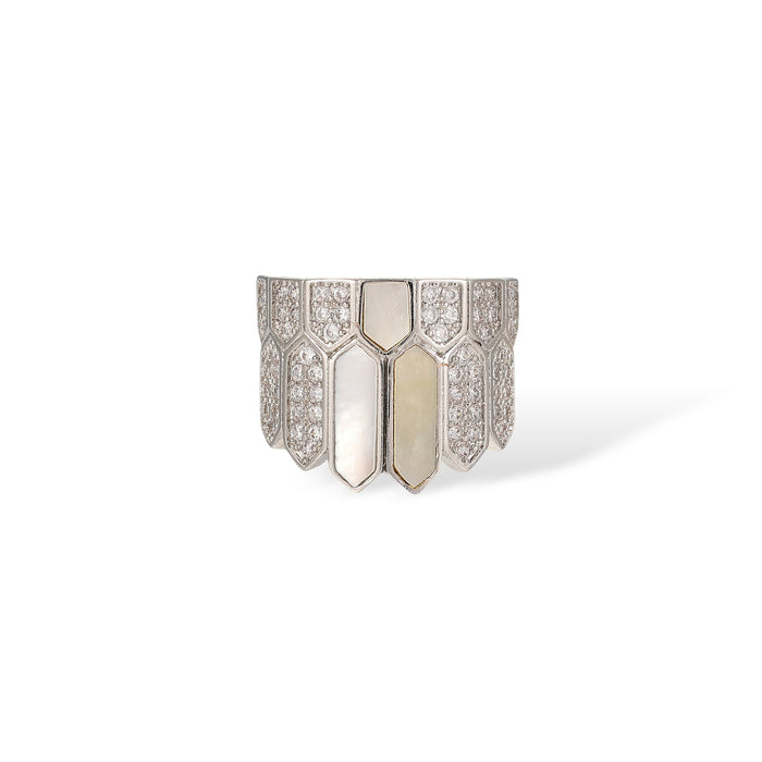 Daglina White Shield Mother-of Pearl Open Ring