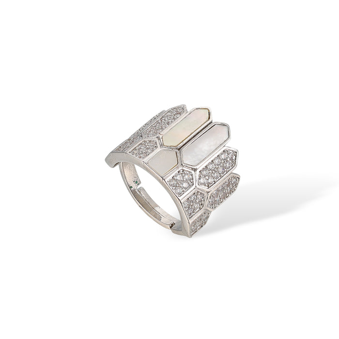 Daglina White Shield Mother-of Pearl Open Ring
