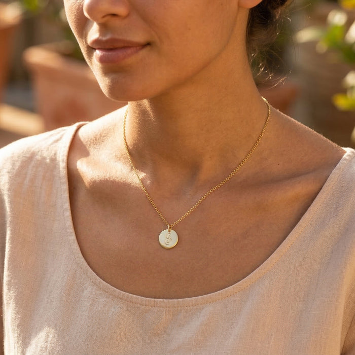 Dainty Initial Disc Necklace, Personalized Initial Necklace for Women, Sterling Silver or Gold Filled Jewelry for Her, Engraved Mother's Day Jewelry