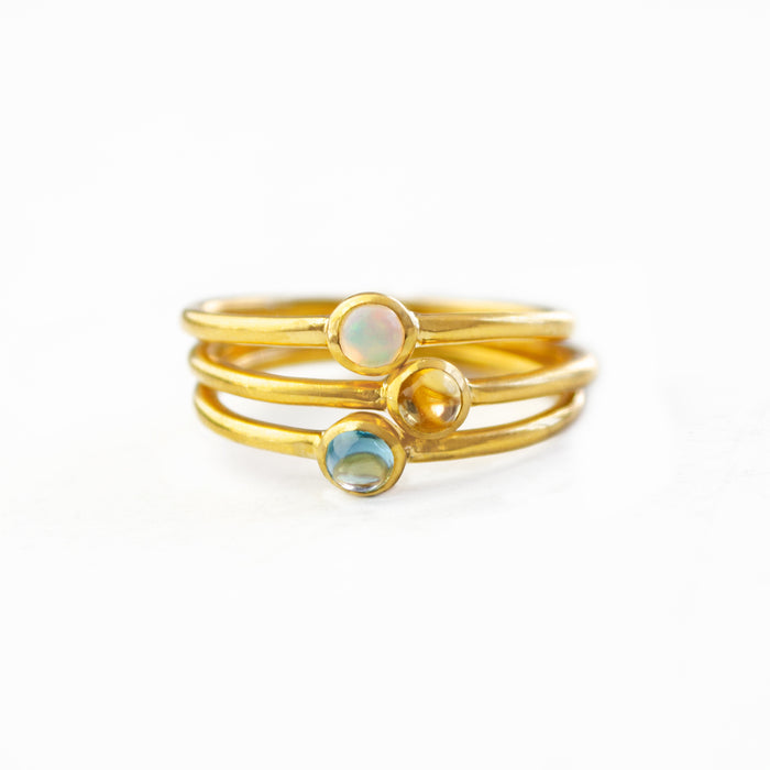 Dainty Stackable Citrine Cabochon Ring : November Birthstone