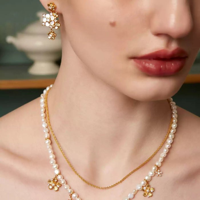 Denise 18K Gold Floral Drop Earrings