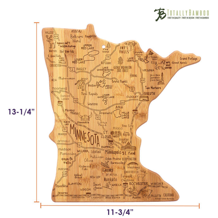 Destination Minnesota Cutting Board with Engraved Artwork