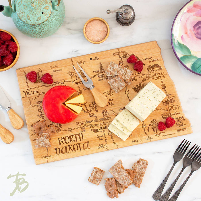 Destination North Dakota Cutting Board with Engraved Artwork