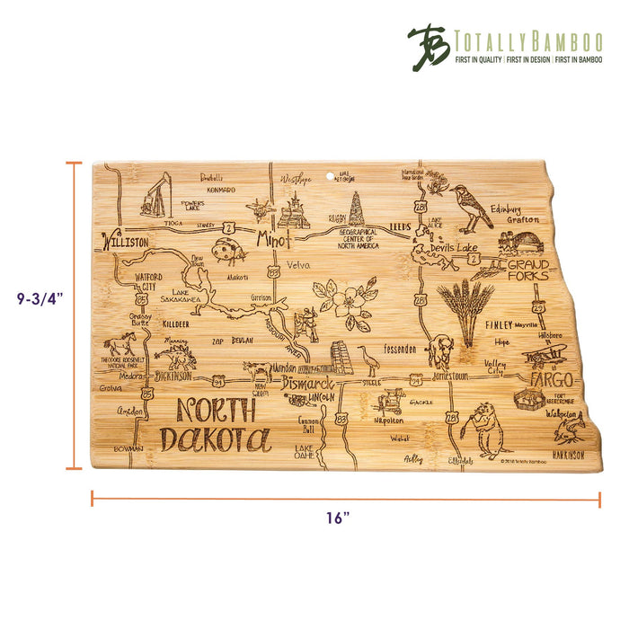 Destination North Dakota Cutting Board with Engraved Artwork