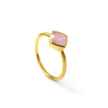 Diamond Shape Pink Chalcedony Stacking Ring | October Birthstone, Custom diamond birthstone ring mom, Sterling Silver, 18k Gold Vermeil Gemstone Ring