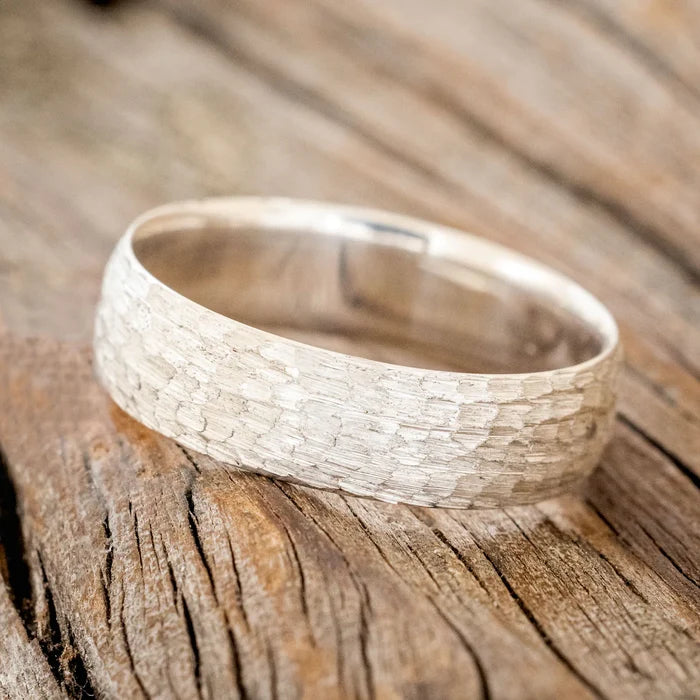 DOMED PROFILE WEDDING BAND WITH HAMMERED FINISH - SILVER (6MM) - SIZE 8 3/4-Staghead Designs