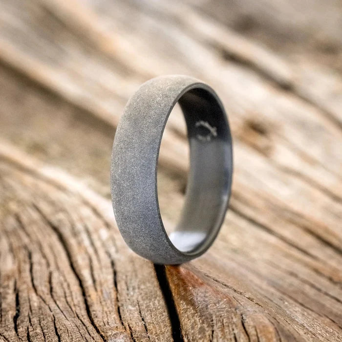 DOMED PROFILE WEDDING BAND WITH SANDBLASTED FINISH - BLACK ZIRCONIUM (6MM) - SIZE 9 1/4-1