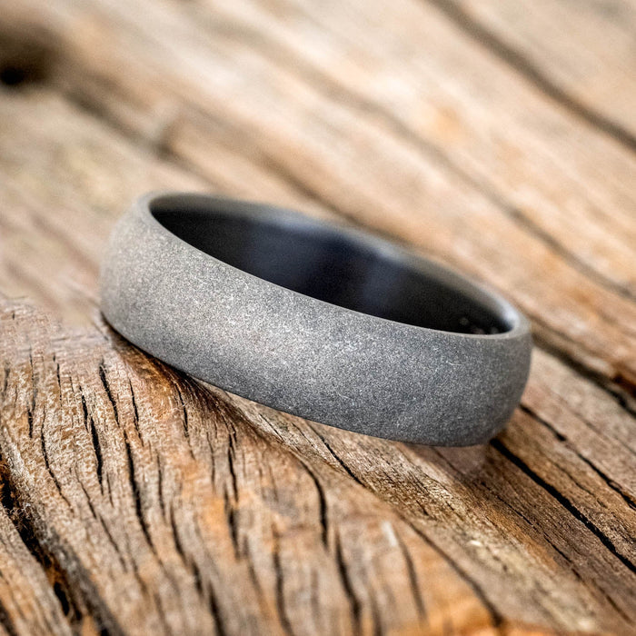 DOMED PROFILE WEDDING BAND WITH SANDBLASTED FINISH - BLACK ZIRCONIUM (6MM) - SIZE 9 1/4-2