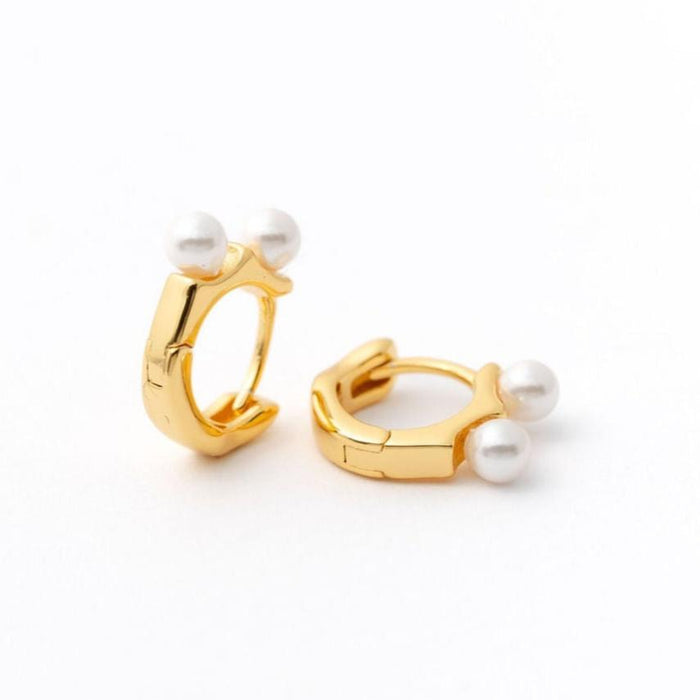 Double Pearl Huggie Earring