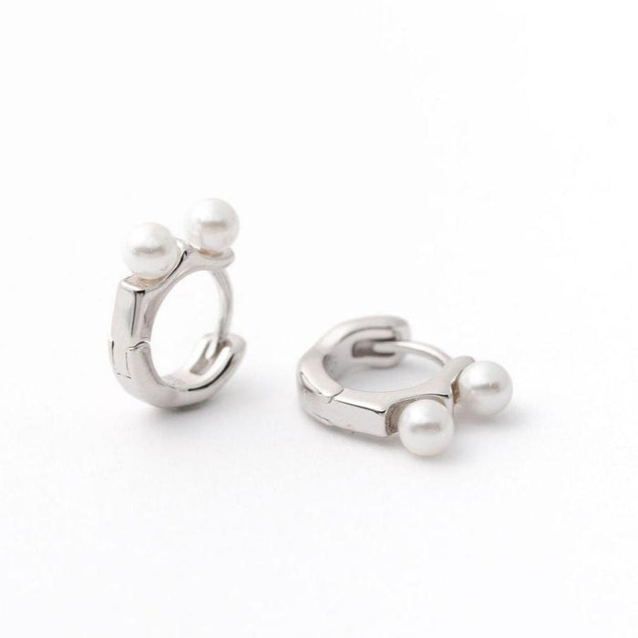 Double Pearl Huggie Earring