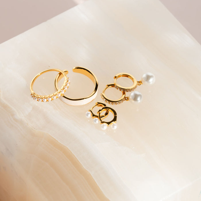 Double Pearl Huggie Earring