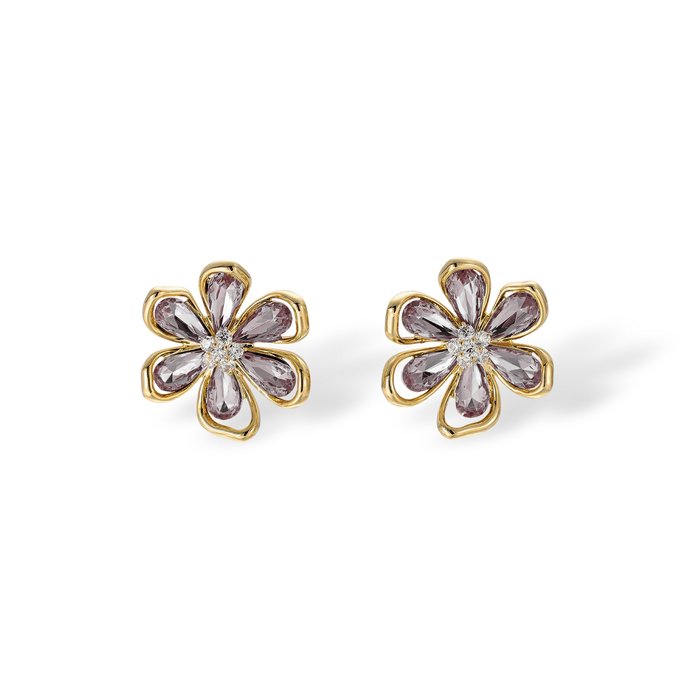 Douceur 14K Gold Floral Stud Earrings