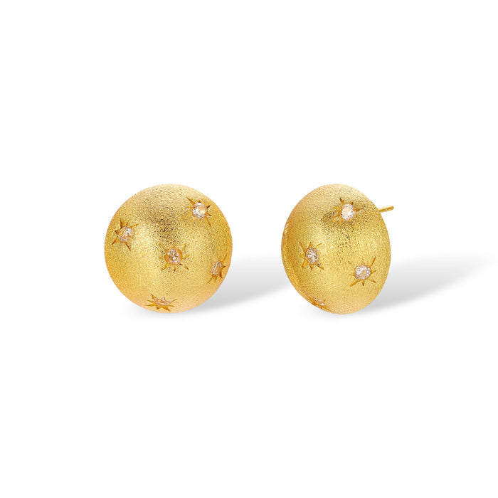 Échevin 14K Gold Half-Ball Starburst Stud Earrings