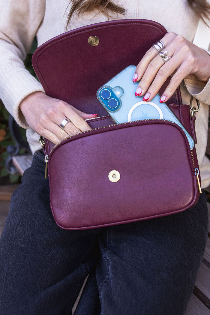 Ellie Crossbody | Vegan Leather Bag | Merlot
