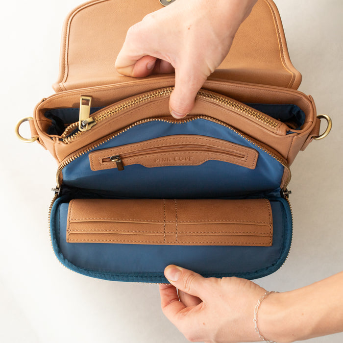 Ellie Crossbody | Vegan Leather Bag | Saddle