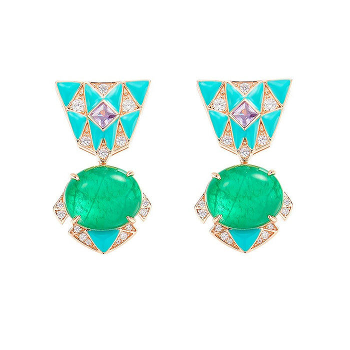 Elsgard Green Oval Drop Earrings
