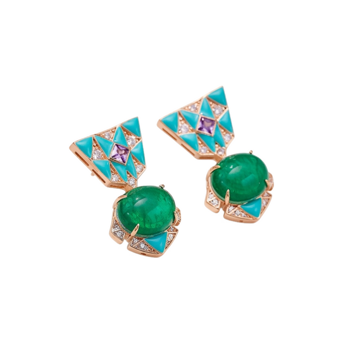 Elsgard Green Oval Drop Earrings