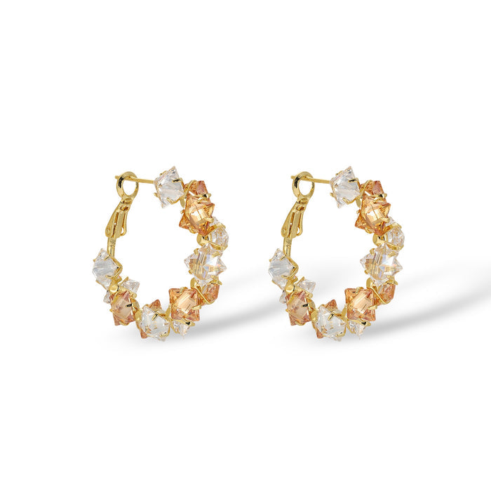 Elstraud Orange Square Hoop Earrings