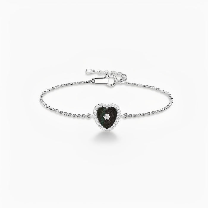 Émaillé Black Shell Heart Bracelet