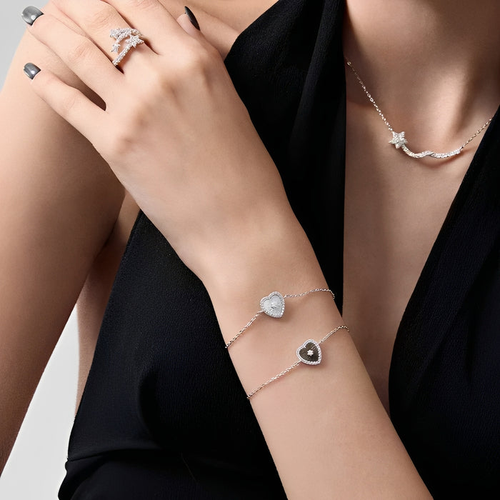 Émaillé Black Shell Heart Bracelet