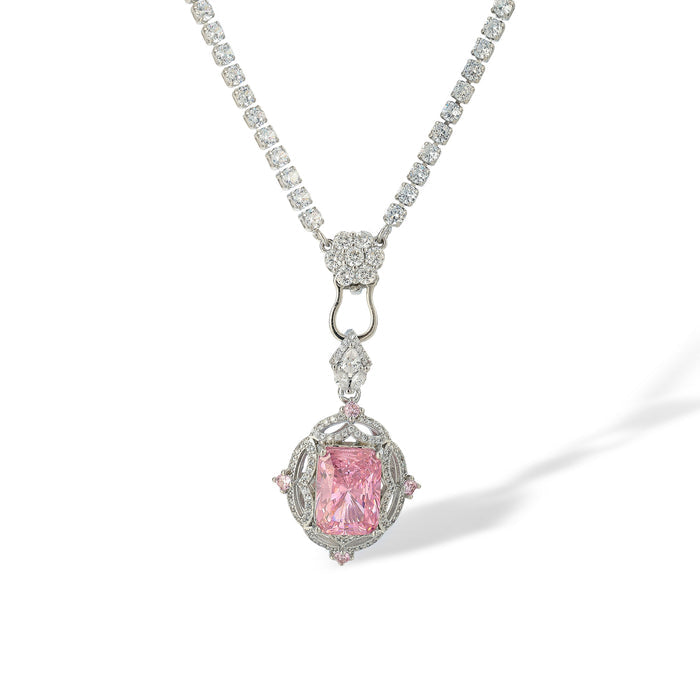 Emmeline Pink Rectangular Necklace
