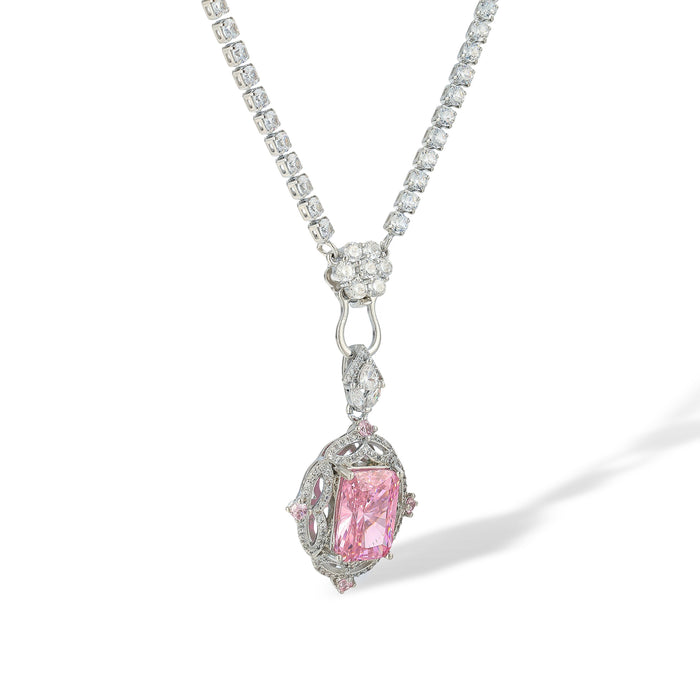 Emmeline Pink Rectangular Necklace