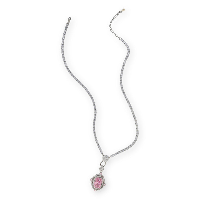 Emmeline Pink Rectangular Necklace