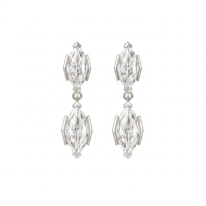 Émodie 14K Gold Marquise Moissanite Drop Earrings